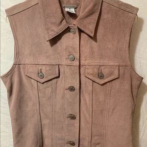 LEVI STRAUSS & Co Womens Suede Leather Vest Button Pockets Pink Small